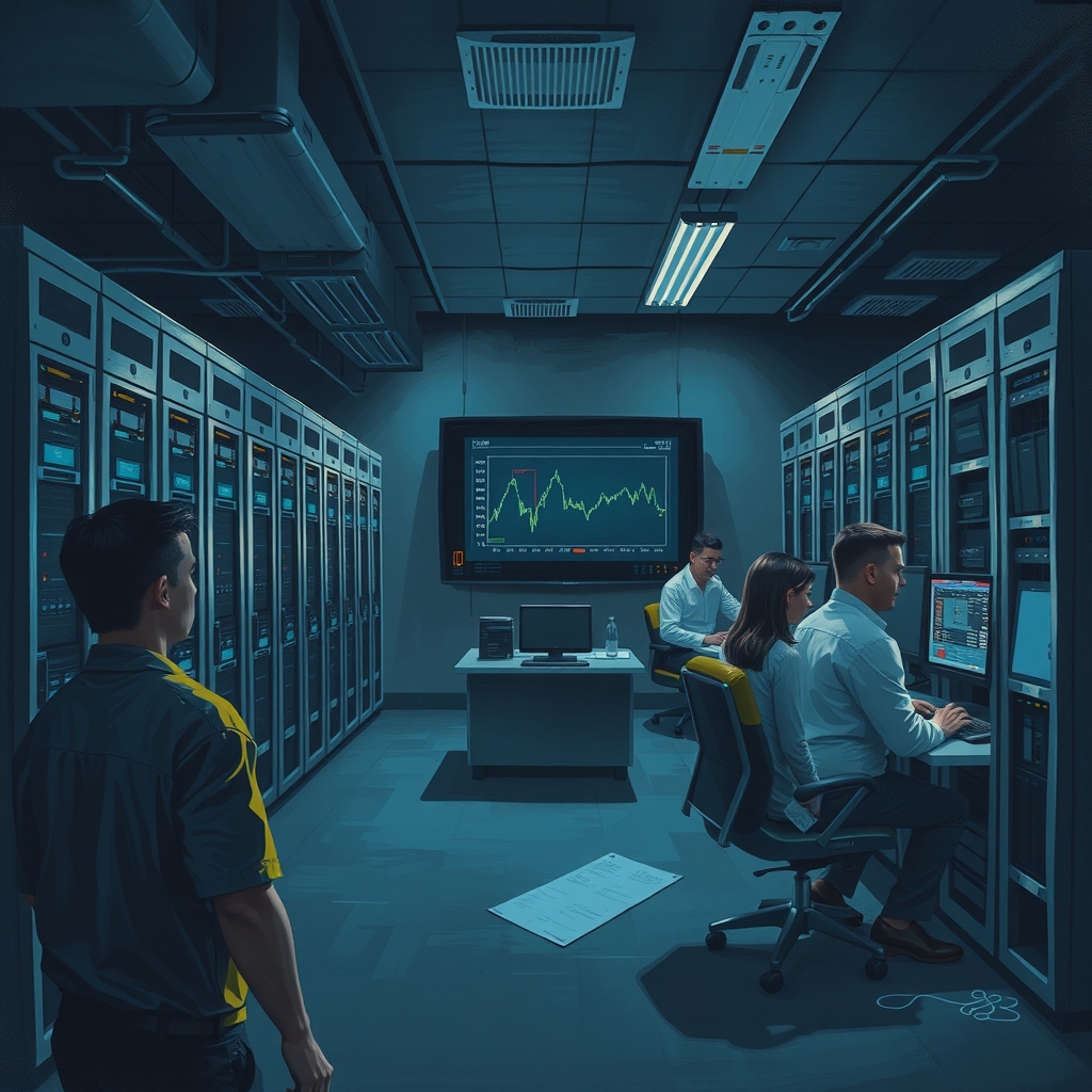 Network technicians investigate unusual spike in bank domain reachability.